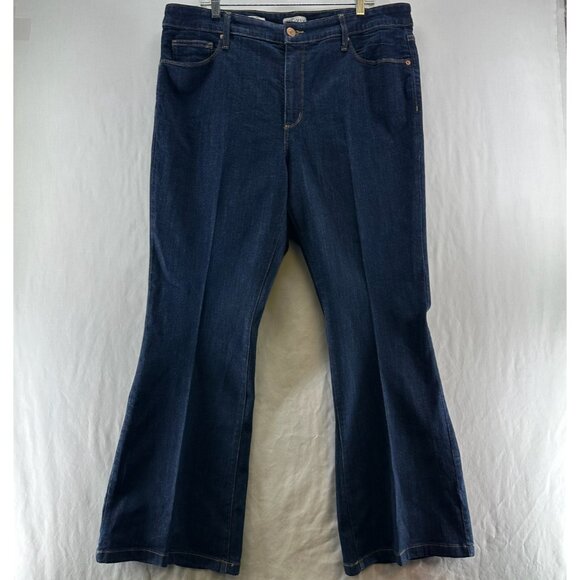 Ava & Viv Jeans Womens 18 High Rise Flared Stretch Denim Zip Fly Dark Blue Wash - Picture 1 of 15